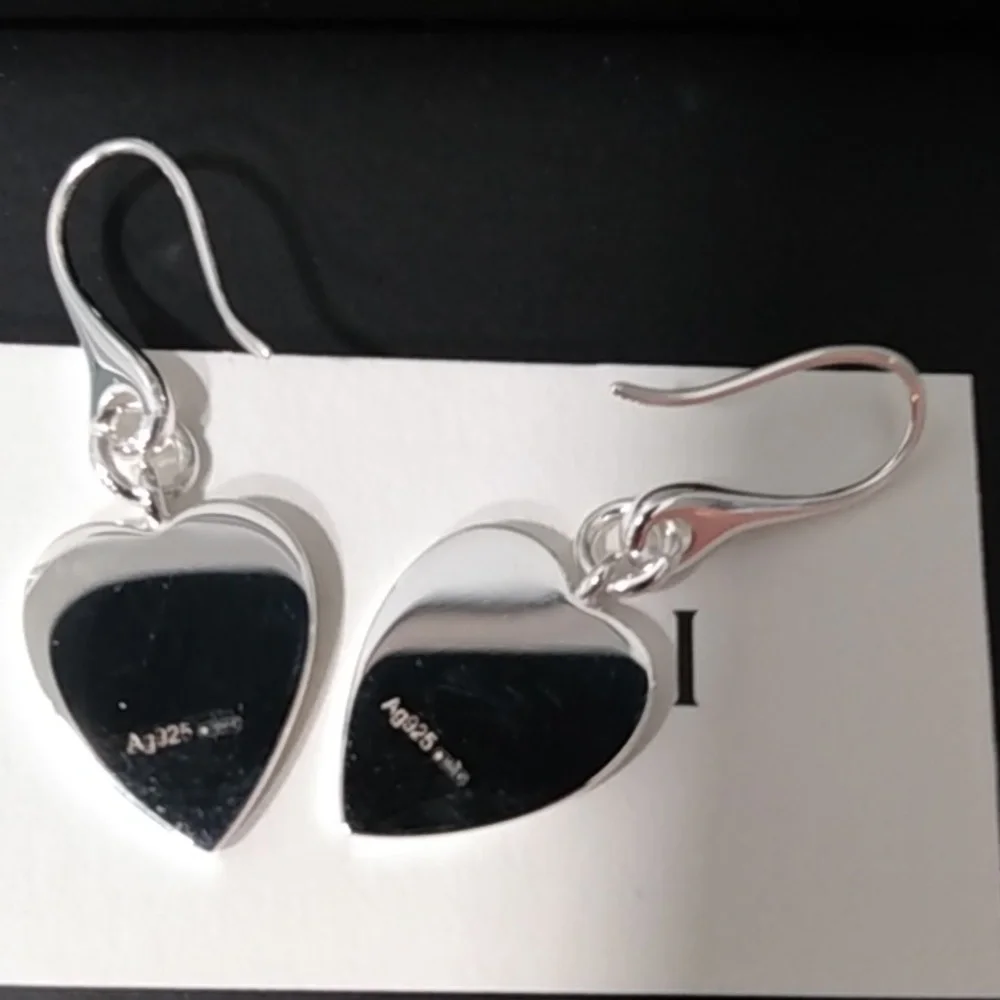 NEW, Gucci Sterling Silver Trademark Heart Dangle Earrings - Picture 7 of 16